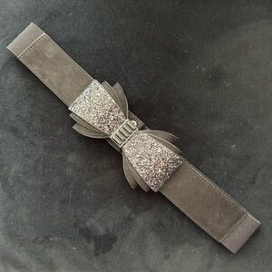Torrid Black Glitter Bow Fashion Belt, Size 0